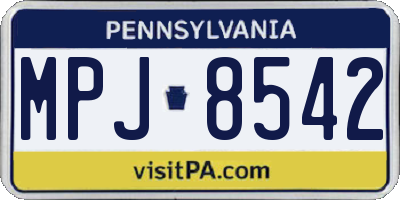 PA license plate MPJ8542