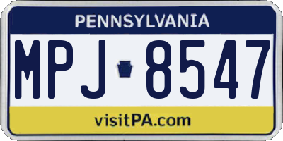 PA license plate MPJ8547