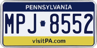 PA license plate MPJ8552