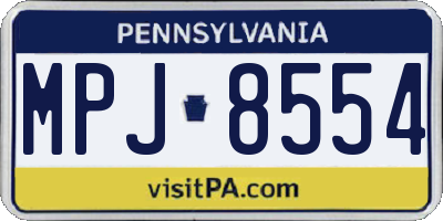 PA license plate MPJ8554
