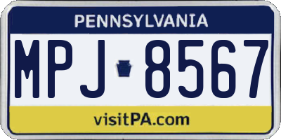 PA license plate MPJ8567