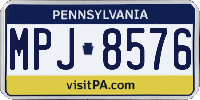 PA license plate MPJ8576