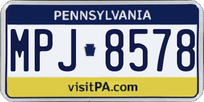PA license plate MPJ8578