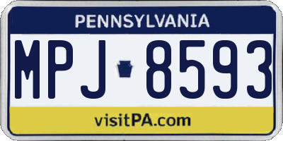 PA license plate MPJ8593