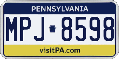PA license plate MPJ8598