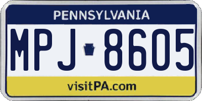 PA license plate MPJ8605