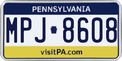 PA license plate MPJ8608