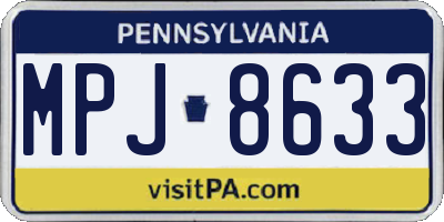 PA license plate MPJ8633