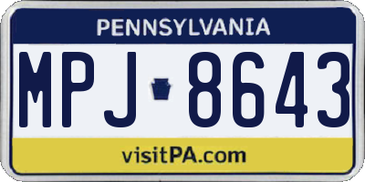 PA license plate MPJ8643