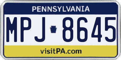 PA license plate MPJ8645