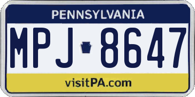 PA license plate MPJ8647