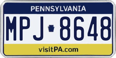 PA license plate MPJ8648