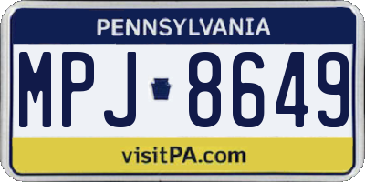 PA license plate MPJ8649