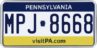 PA license plate MPJ8668