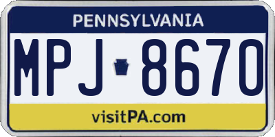 PA license plate MPJ8670