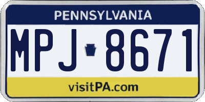 PA license plate MPJ8671