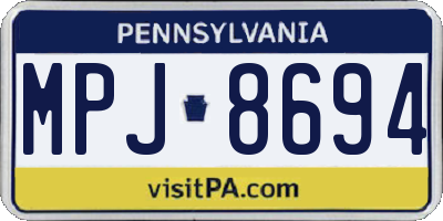 PA license plate MPJ8694