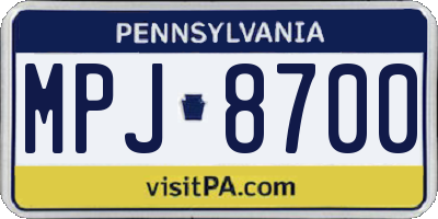 PA license plate MPJ8700