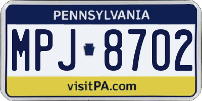 PA license plate MPJ8702