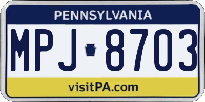 PA license plate MPJ8703