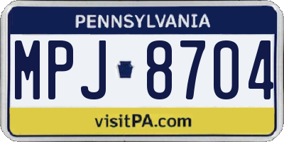 PA license plate MPJ8704