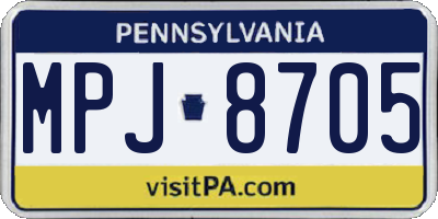 PA license plate MPJ8705