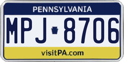 PA license plate MPJ8706