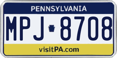 PA license plate MPJ8708