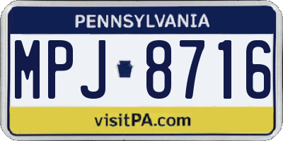 PA license plate MPJ8716
