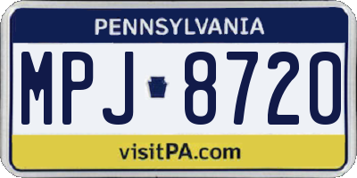 PA license plate MPJ8720