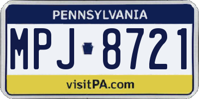 PA license plate MPJ8721
