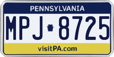 PA license plate MPJ8725
