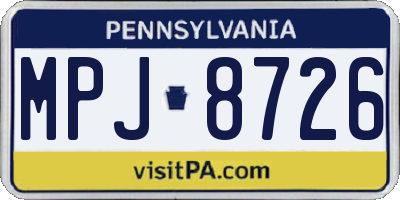 PA license plate MPJ8726