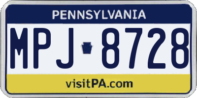 PA license plate MPJ8728