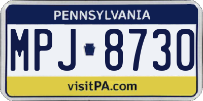 PA license plate MPJ8730