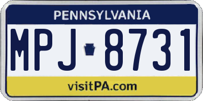 PA license plate MPJ8731