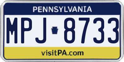 PA license plate MPJ8733