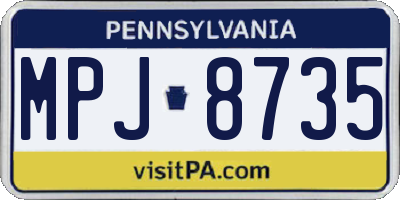 PA license plate MPJ8735