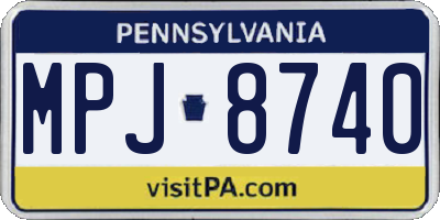 PA license plate MPJ8740
