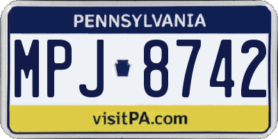 PA license plate MPJ8742