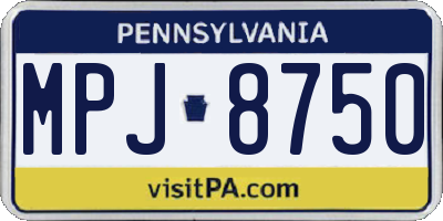 PA license plate MPJ8750