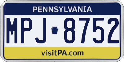 PA license plate MPJ8752