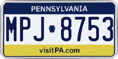 PA license plate MPJ8753
