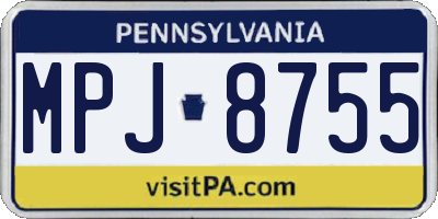 PA license plate MPJ8755