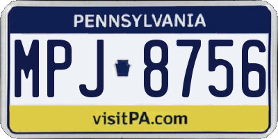 PA license plate MPJ8756