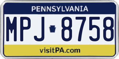 PA license plate MPJ8758