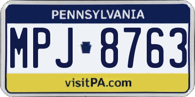 PA license plate MPJ8763