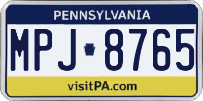 PA license plate MPJ8765