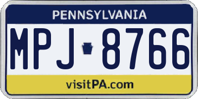 PA license plate MPJ8766