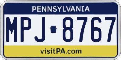 PA license plate MPJ8767